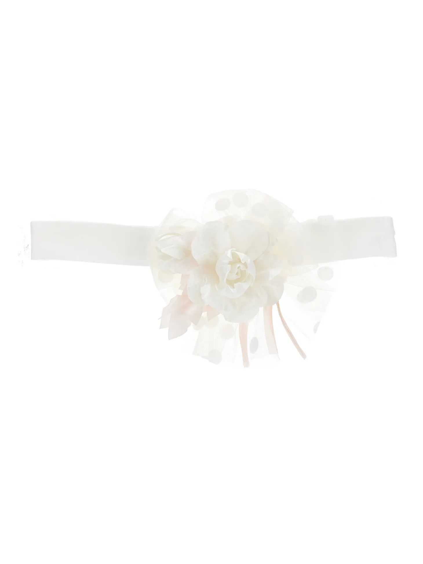 Fascia jersey con fiocco in tulle plumetis