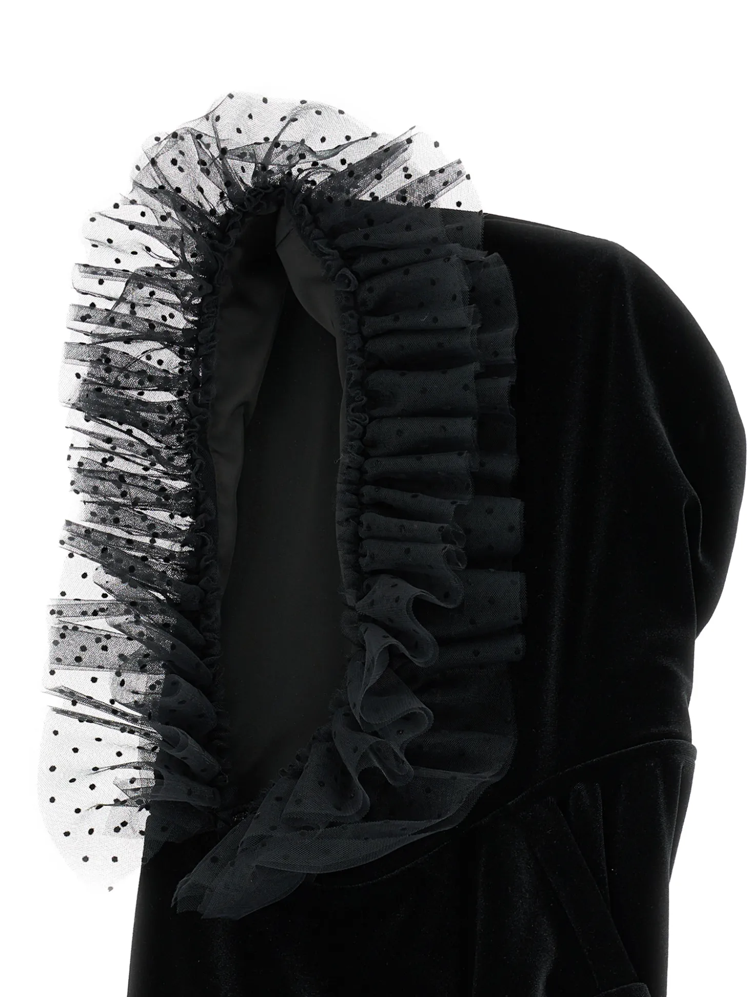 Felpa ciniglia con cappuccio tulle