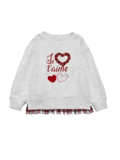 Felpa cotone con dettagli tartan
