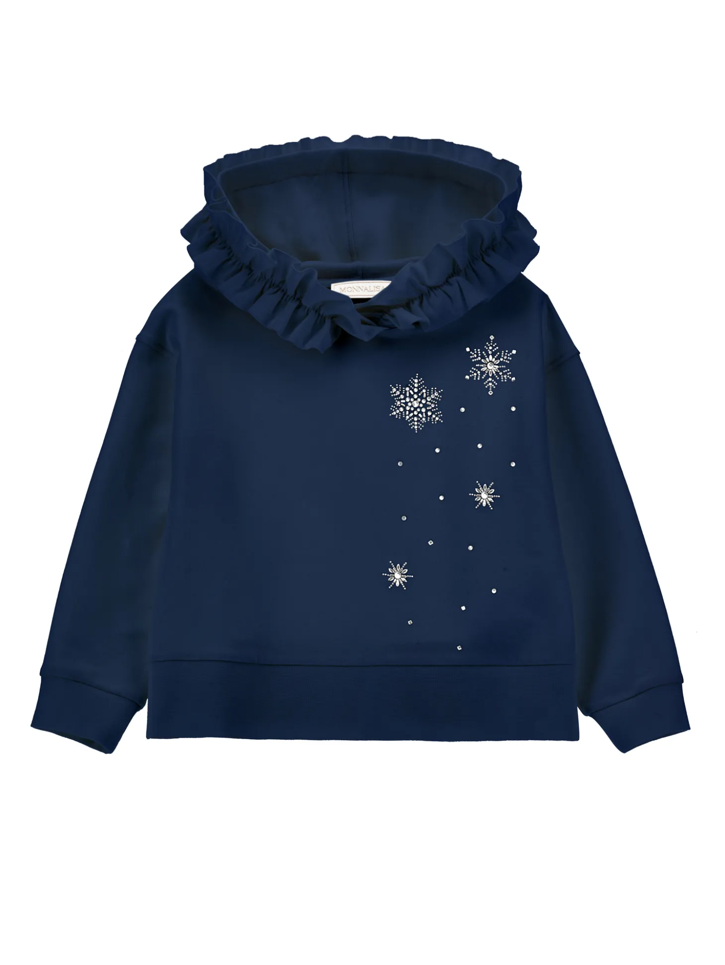 Felpa cotone rouche e strass