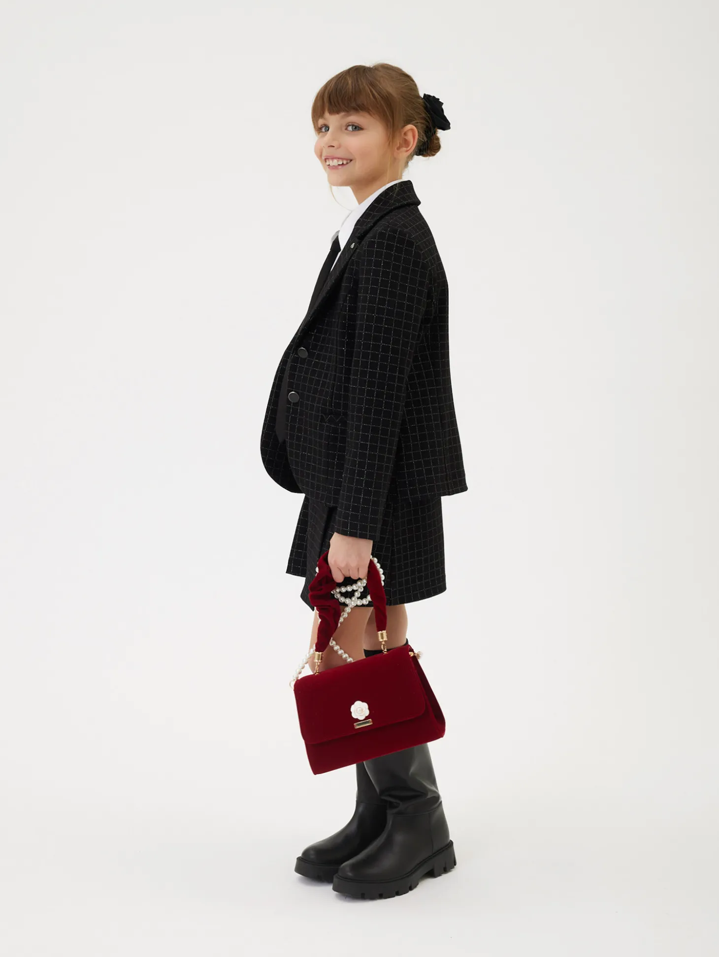 Giacca punto Milano glitter check
