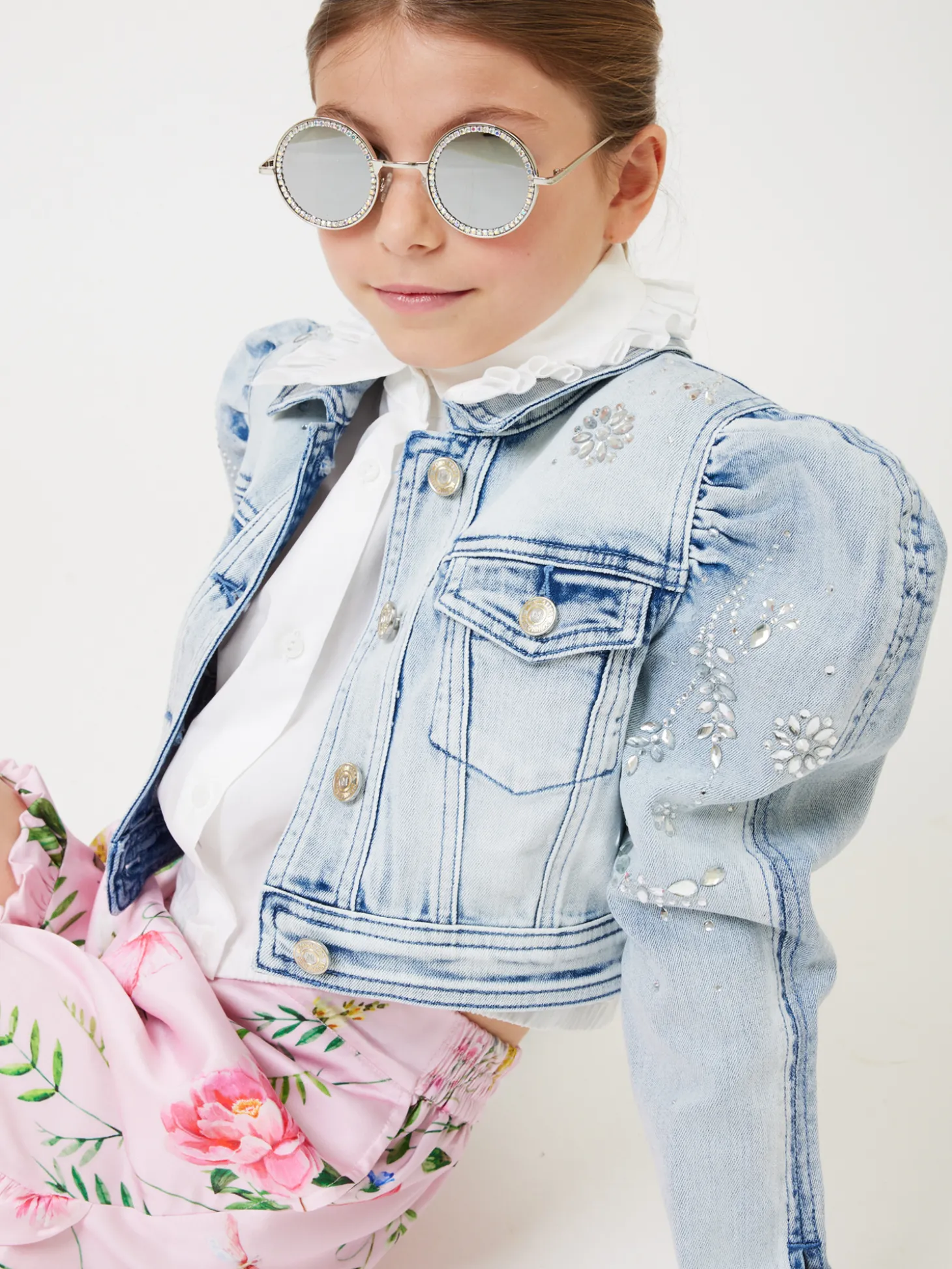 Giacchino denim con bottoni gioiello