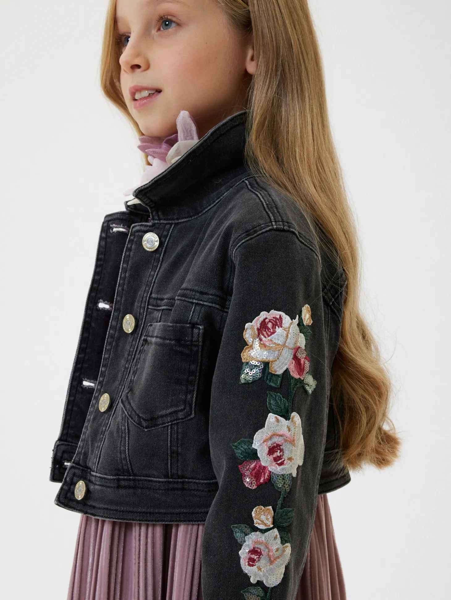 Giacchino jeans ricamato