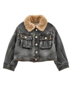 Giubbetto jeans colletto peluche