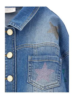 Giubbetto jeans con stelline a borchiette