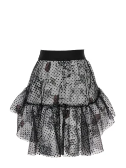 Gonna popeline doppiata in tulle