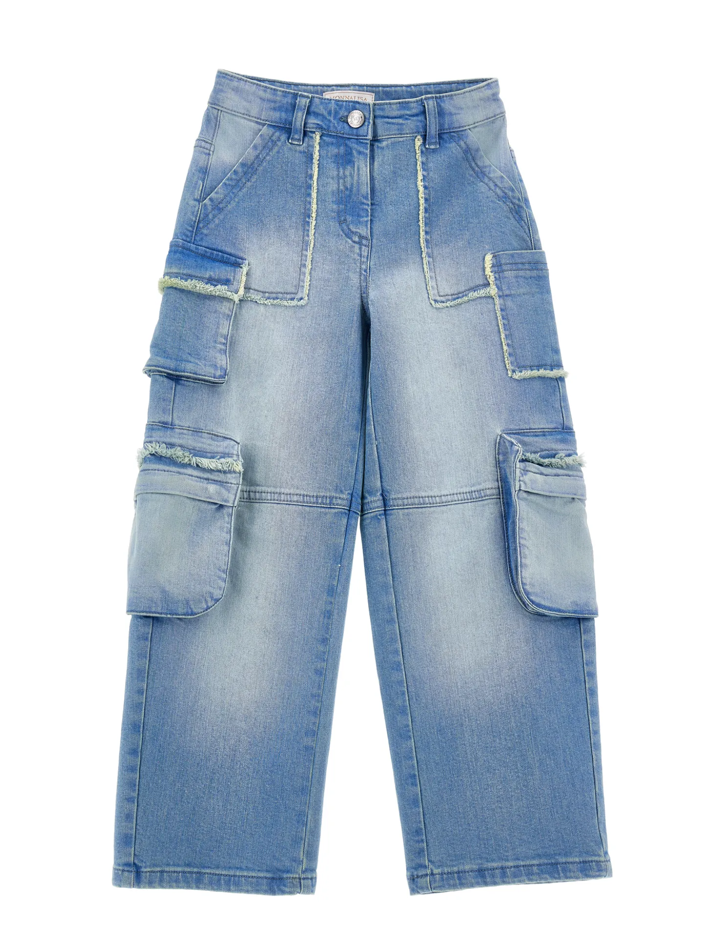Jeans denim cargo sfrangiato