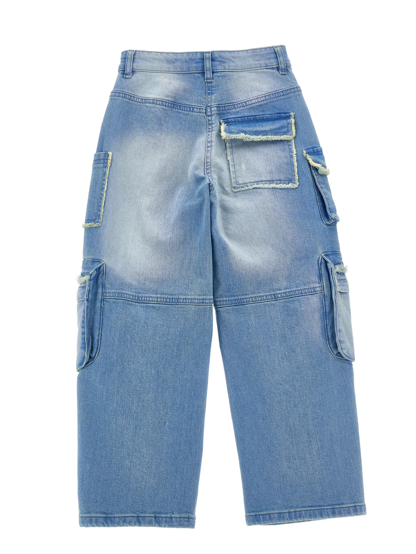 Jeans denim cargo sfrangiato