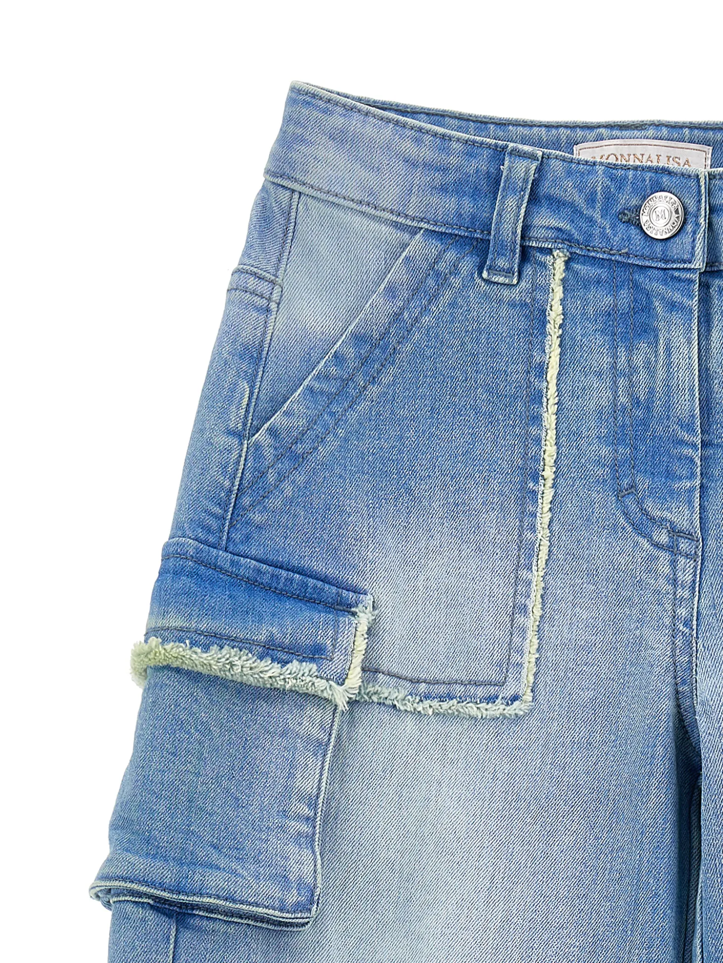 Jeans denim cargo sfrangiato