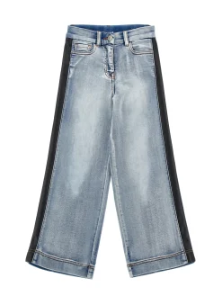 Jeans denim con bande laterali