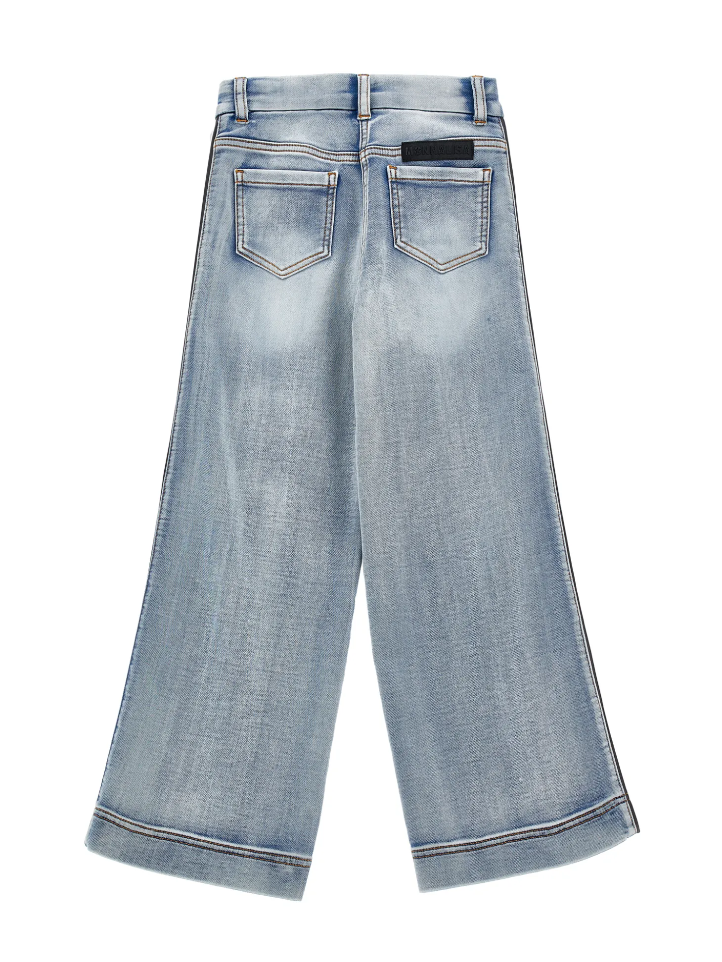 Jeans denim con bande laterali