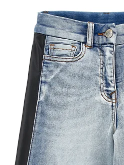 Jeans denim con bande laterali