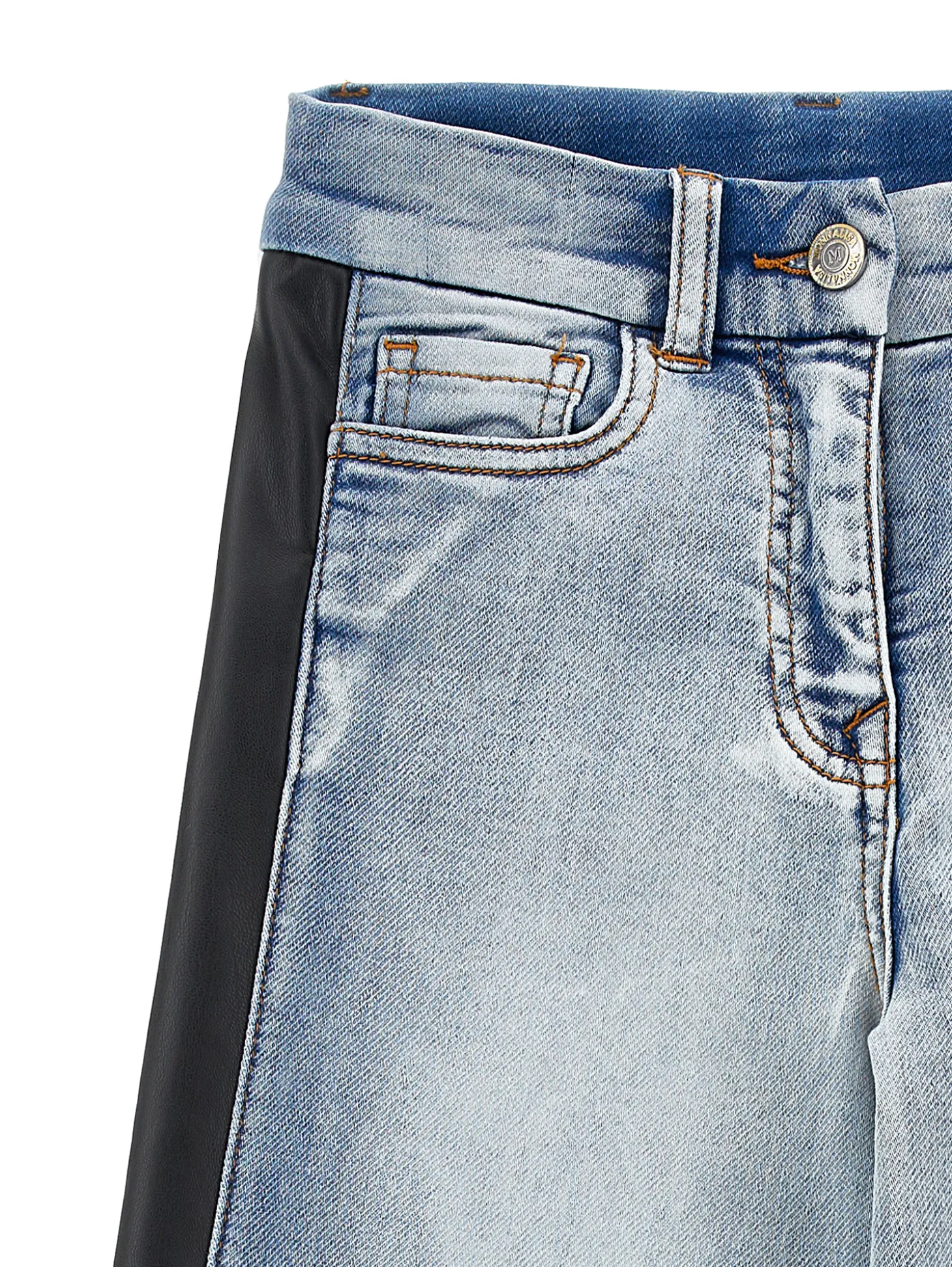 Jeans denim con bande laterali