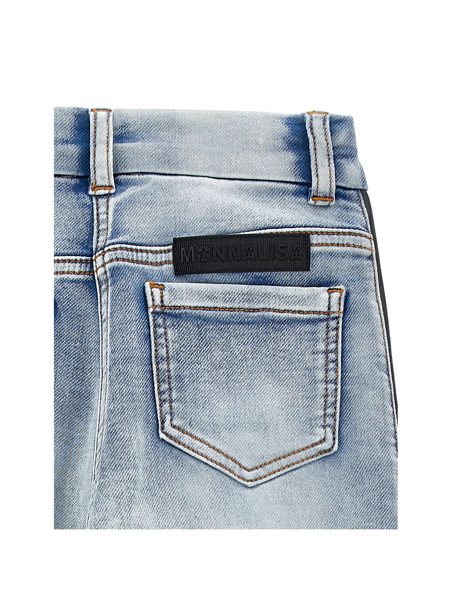 Jeans denim con bande laterali