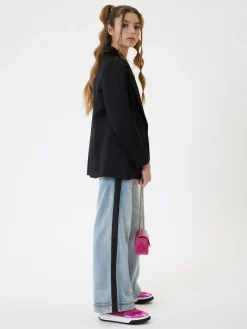 Jeans denim con bande laterali
