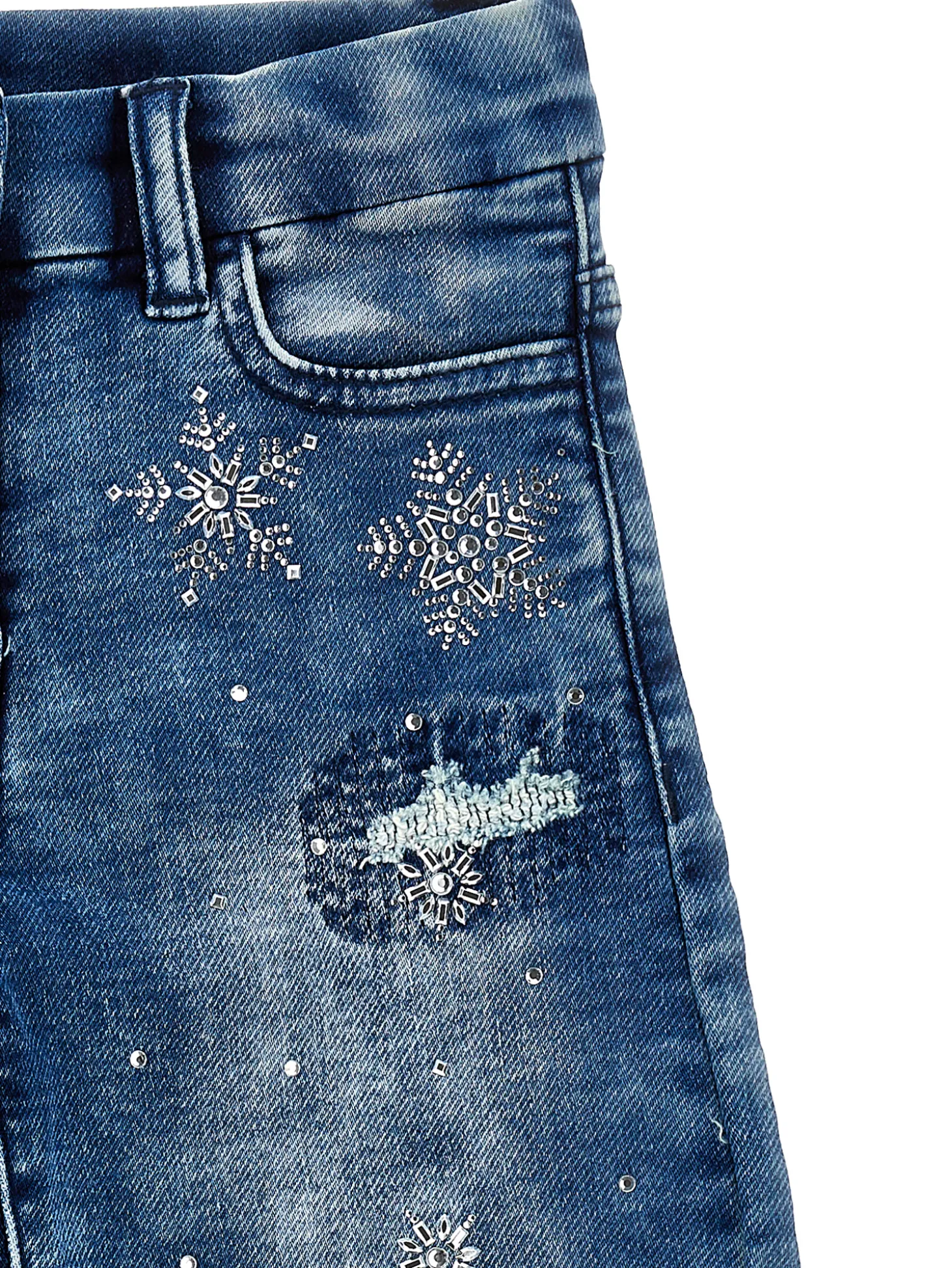 Jeans stretch con strass