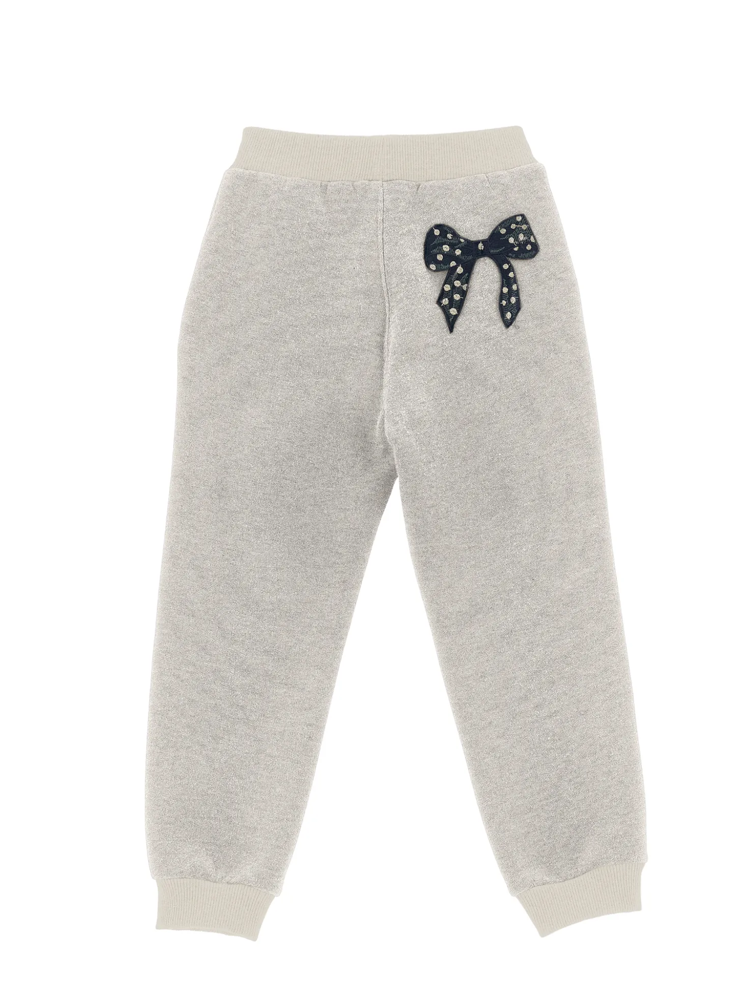 Jogger felpa glitter con fiocco