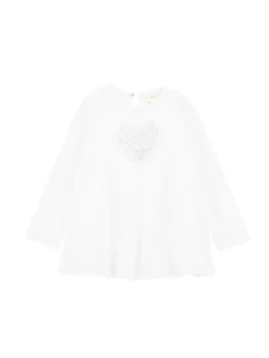 Maxi t-shirt con cuore rouches
