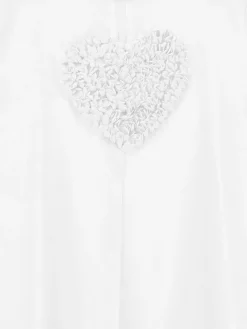 Maxi t-shirt con cuore rouches