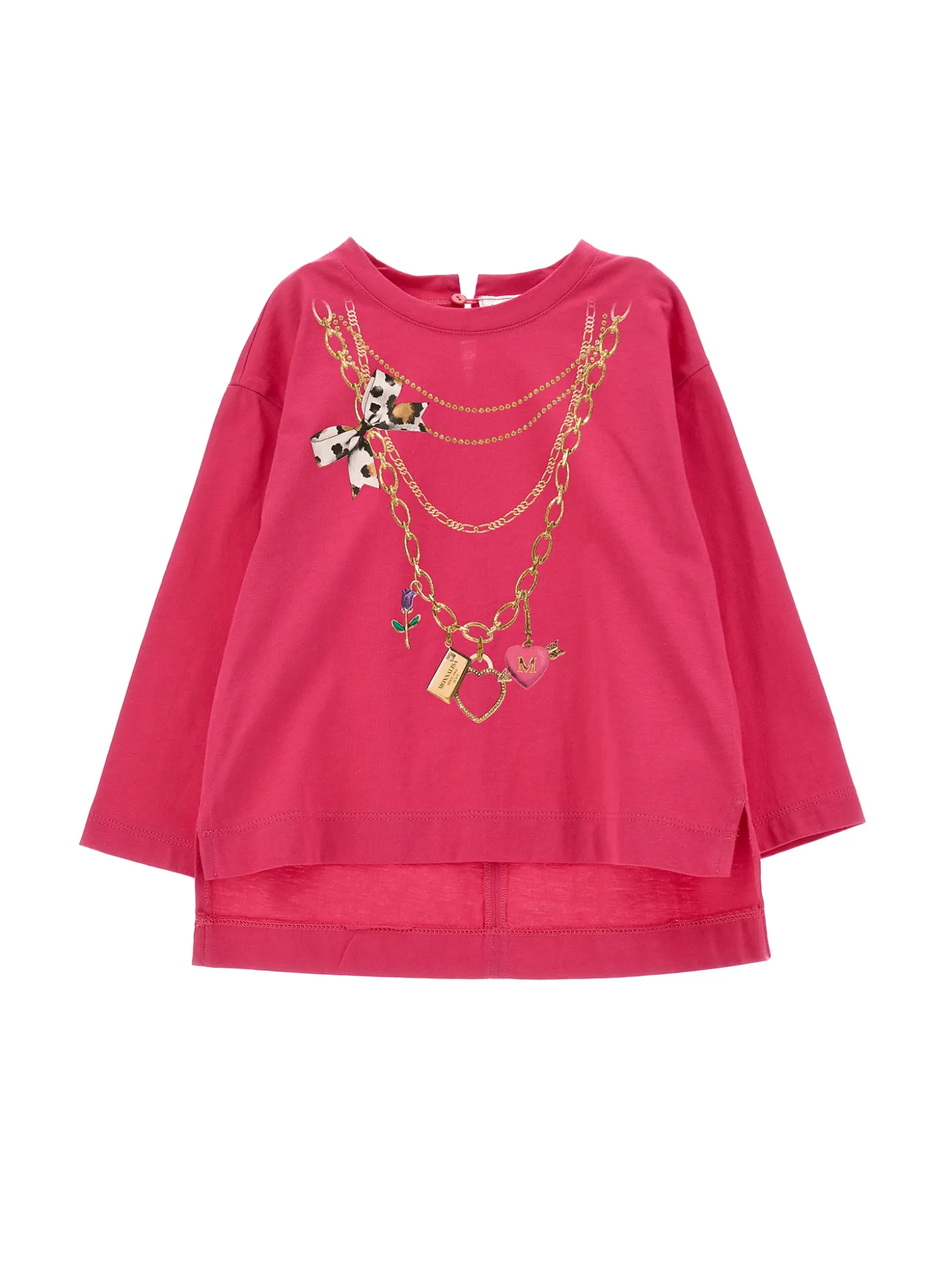 Maxi t.-shirt stampa collana lurex