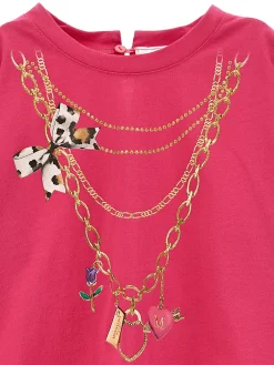 Maxi t.-shirt stampa collana lurex