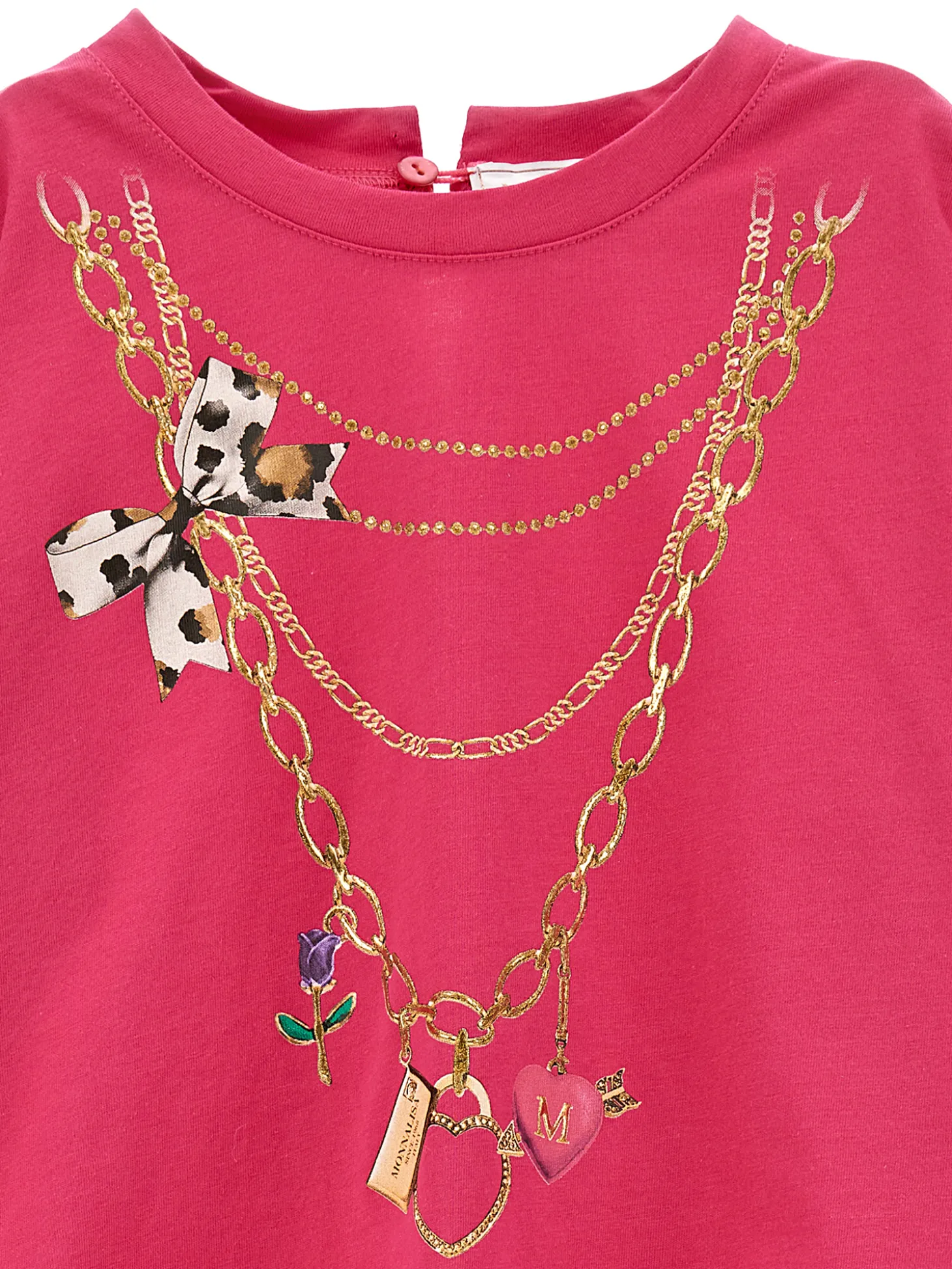 Maxi t.-shirt stampa collana lurex
