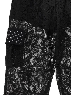Pantaloni cargo pizzo rebrod&eacute;
