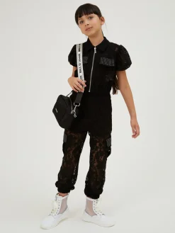 Pantaloni cargo pizzo rebrod&eacute;