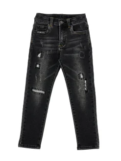 Pantaloni denim con effetto usura