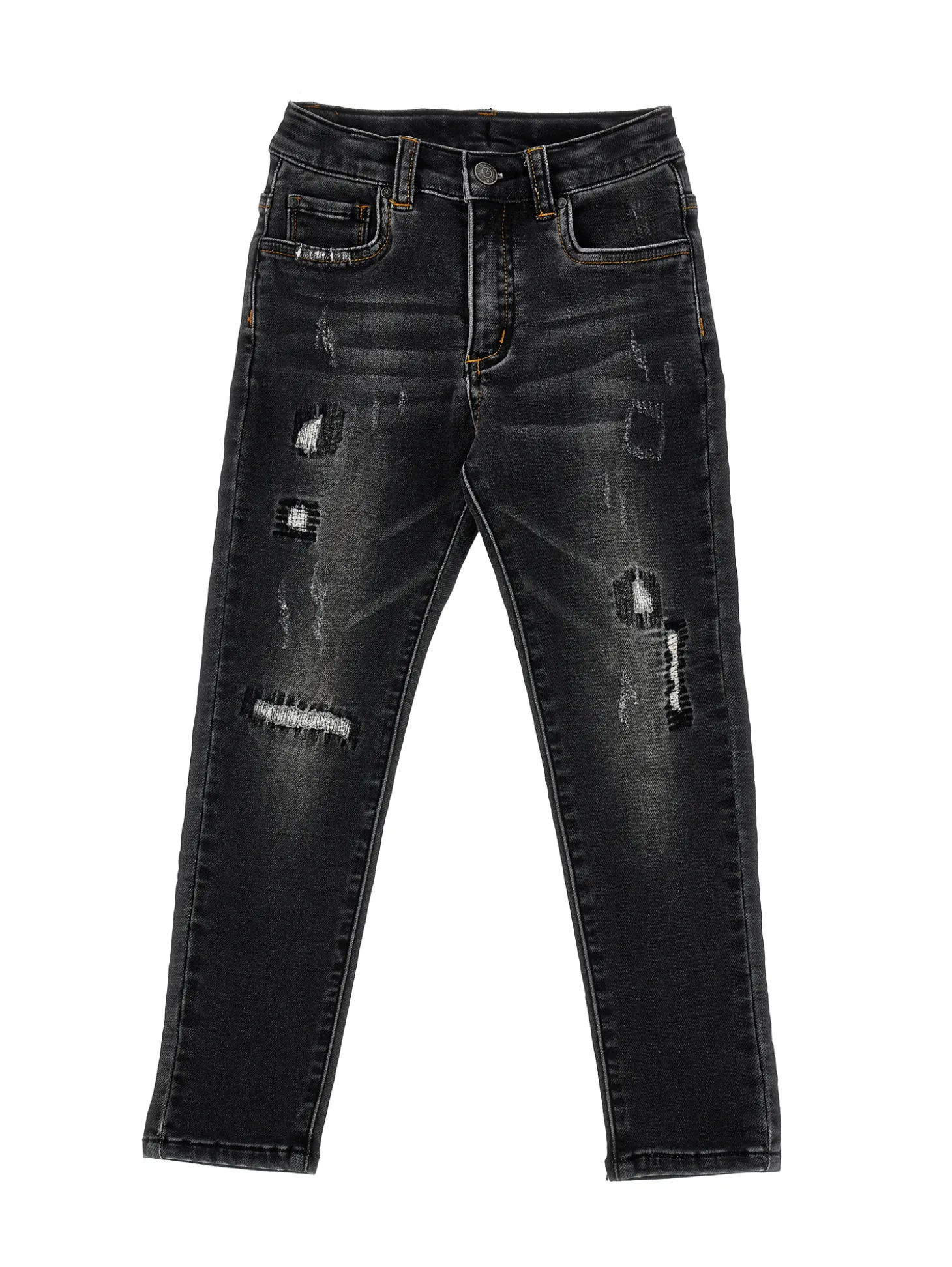 Pantaloni denim con effetto usura
