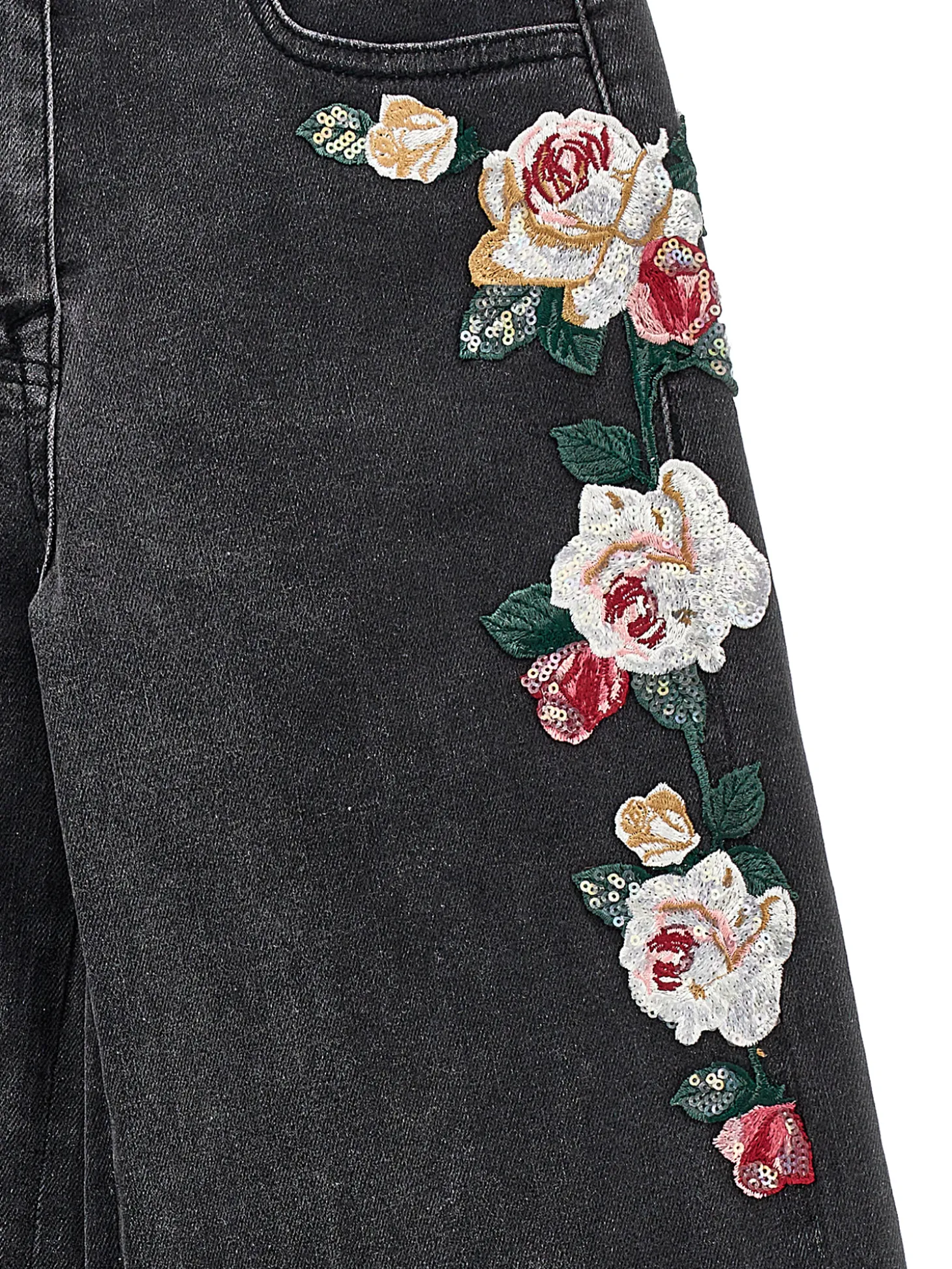 Pantaloni denim ricamati