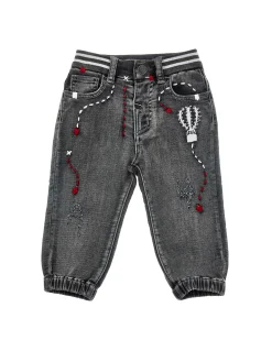 Pantaloni denim ricamati