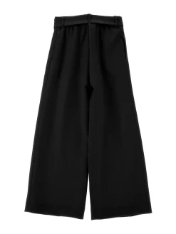 Pantaloni frescolana con bottone gioiello