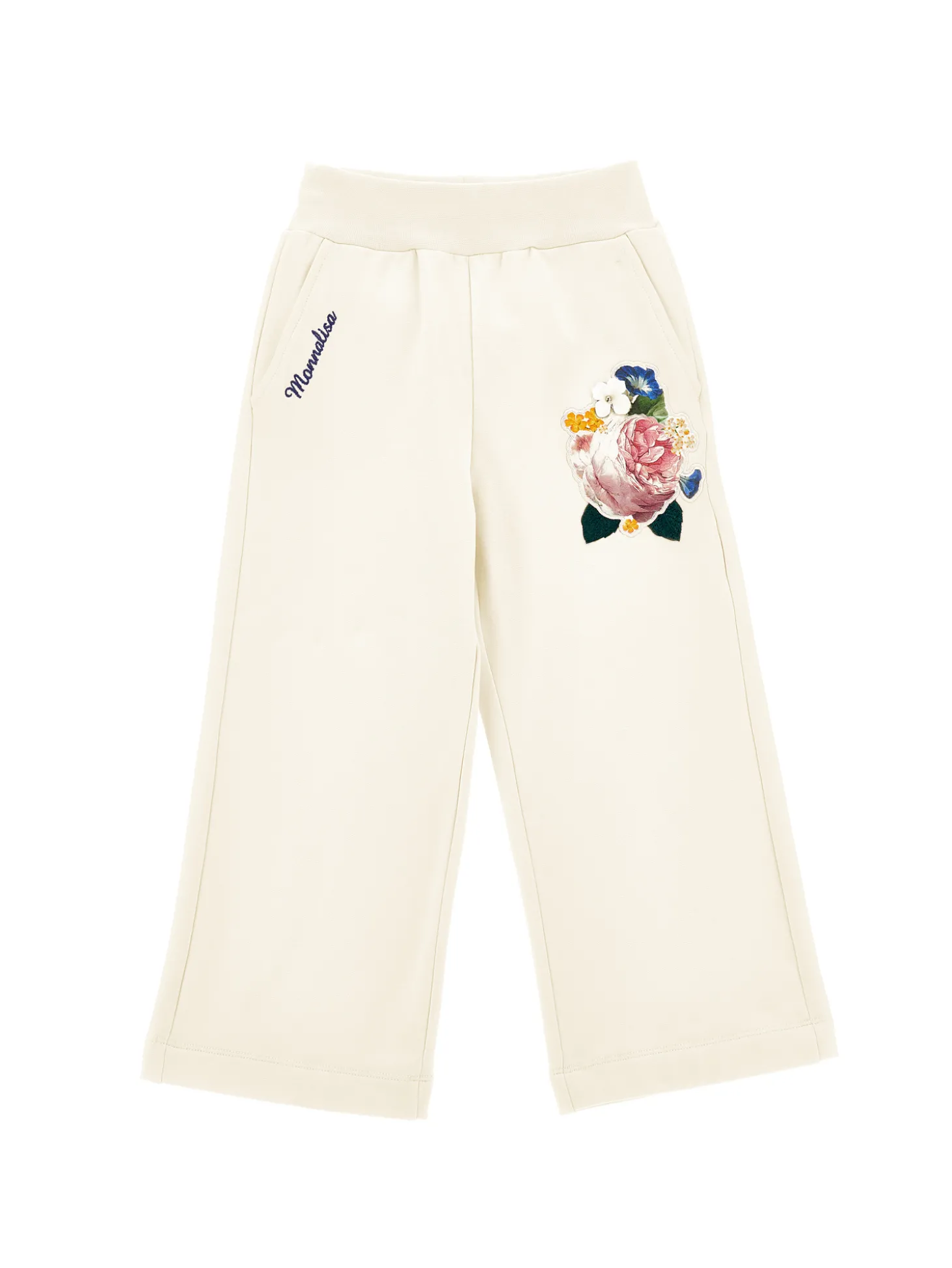 Pantaloni palazzo felpa ricamata