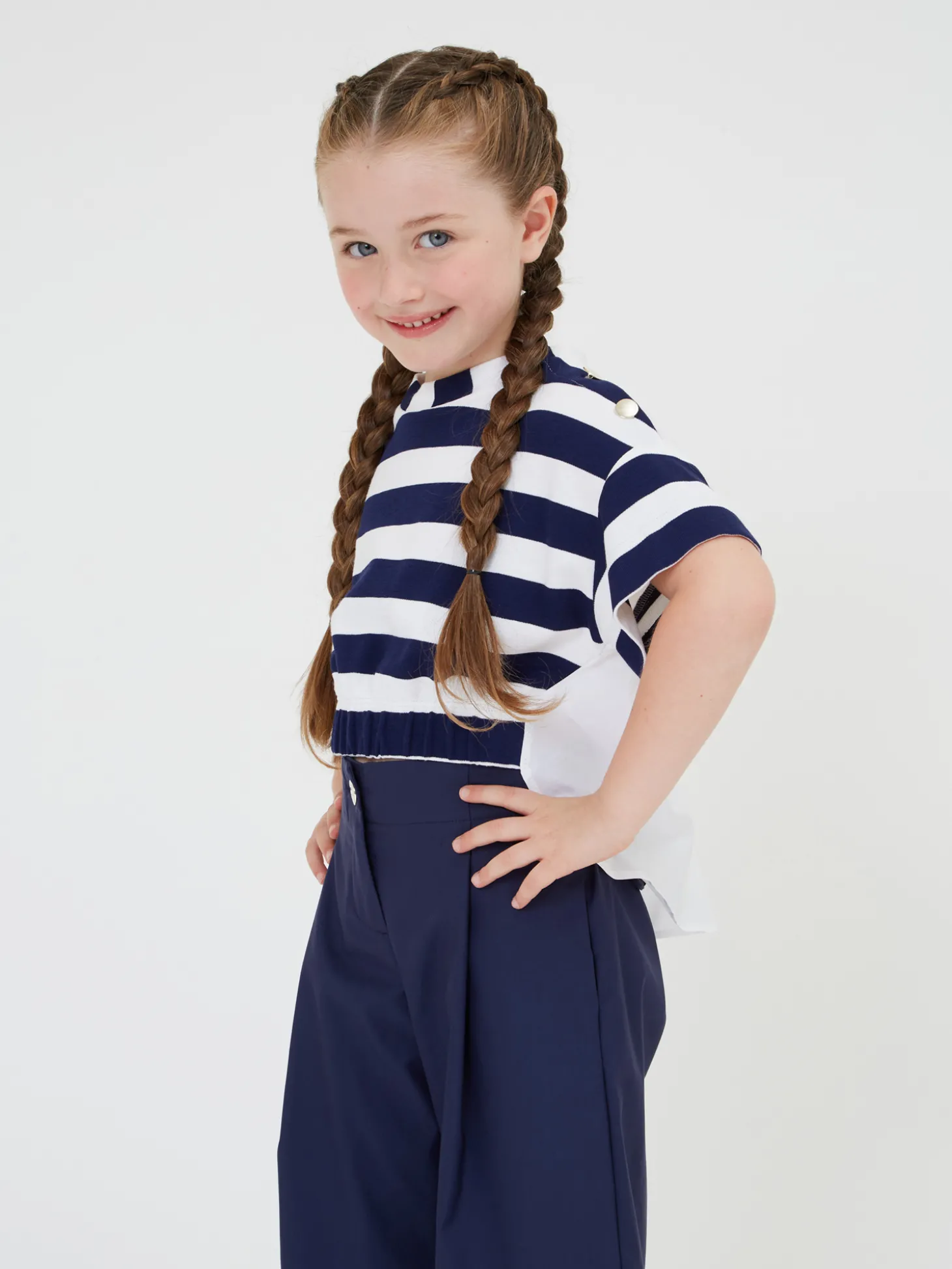 Pantaloni stretch bicolor