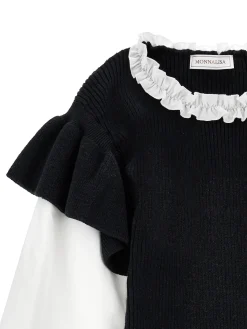 Pull con maniche popeline