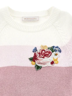 Pull tricot con fiori applicati