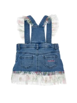 Salopette denim con ruches