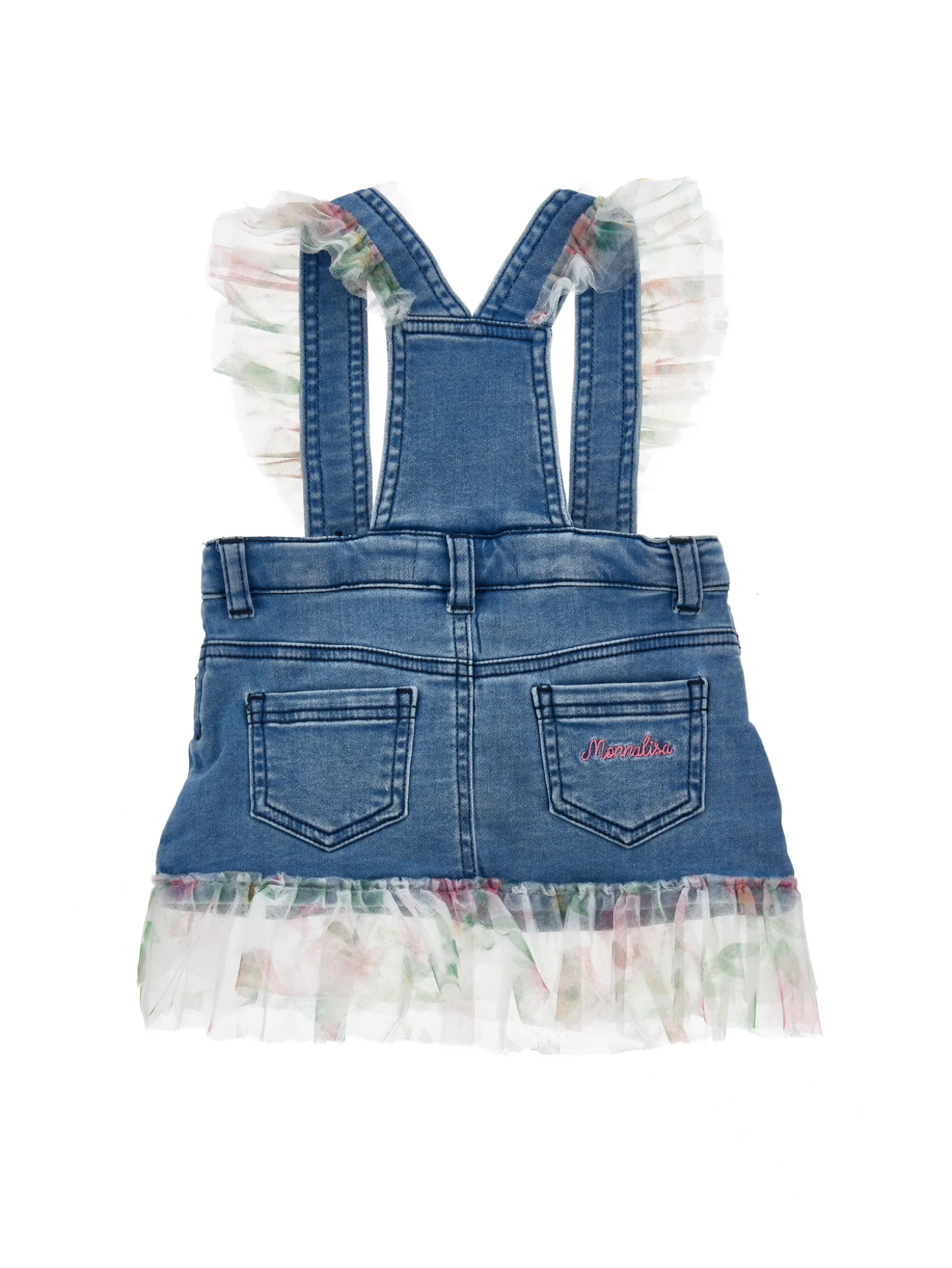 Salopette denim con ruches