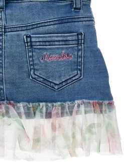 Salopette denim con ruches
