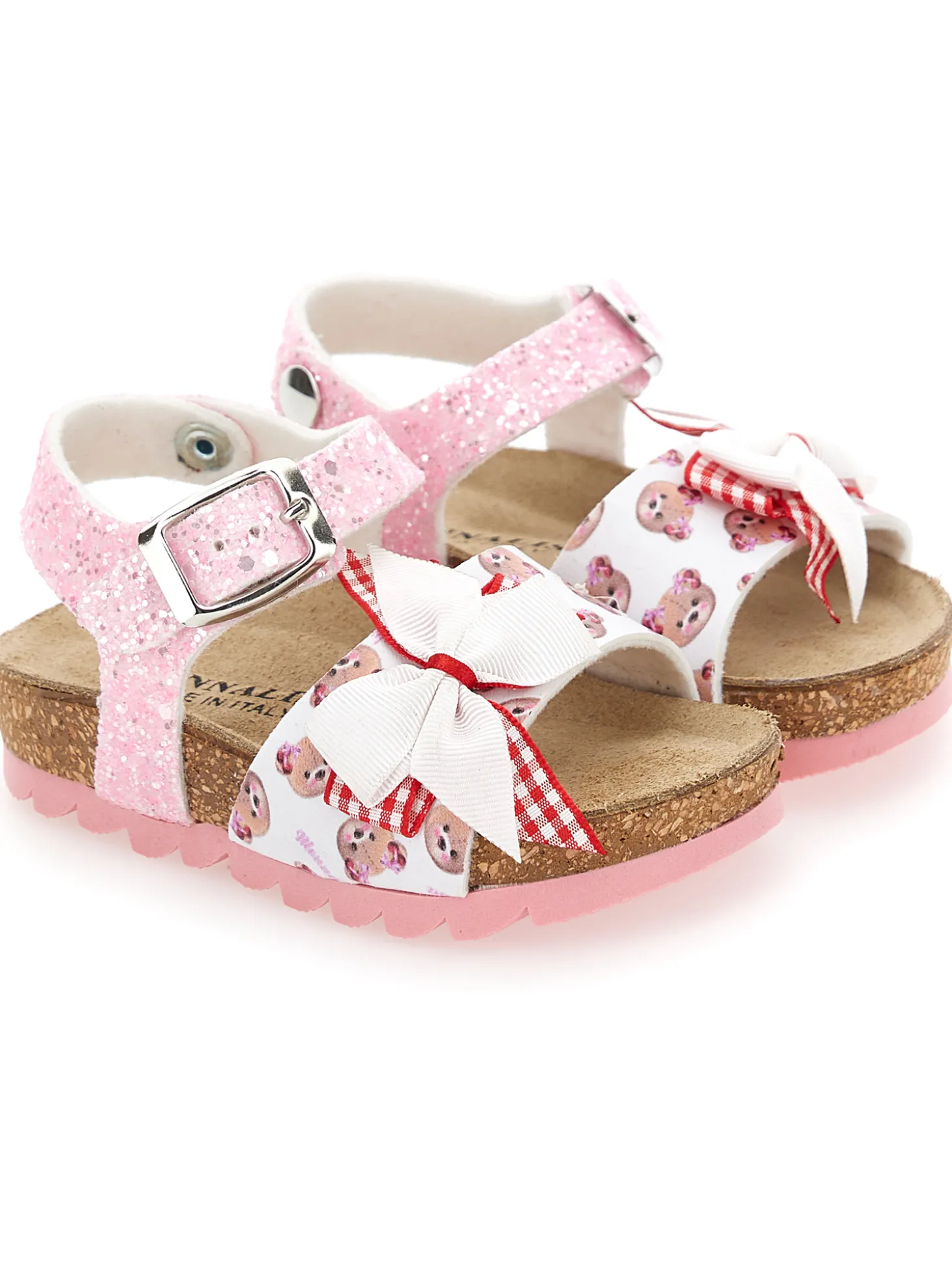 Sandaletti glitter con fiocchetti