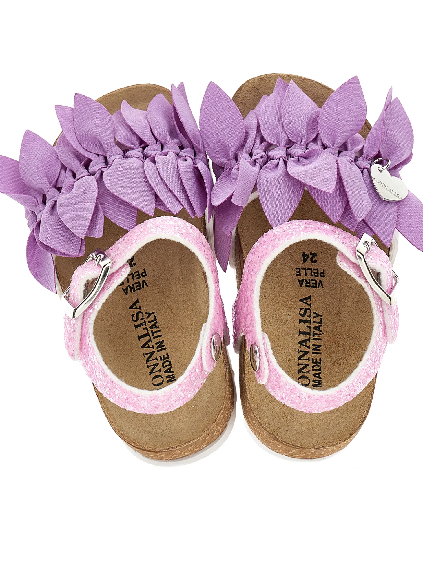 Sandali glitter con fiori