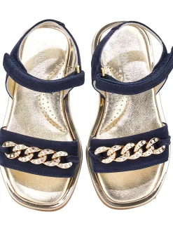 Sandali nappa con catena strass