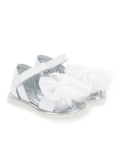 Sandali pelle con fiocchi tulle