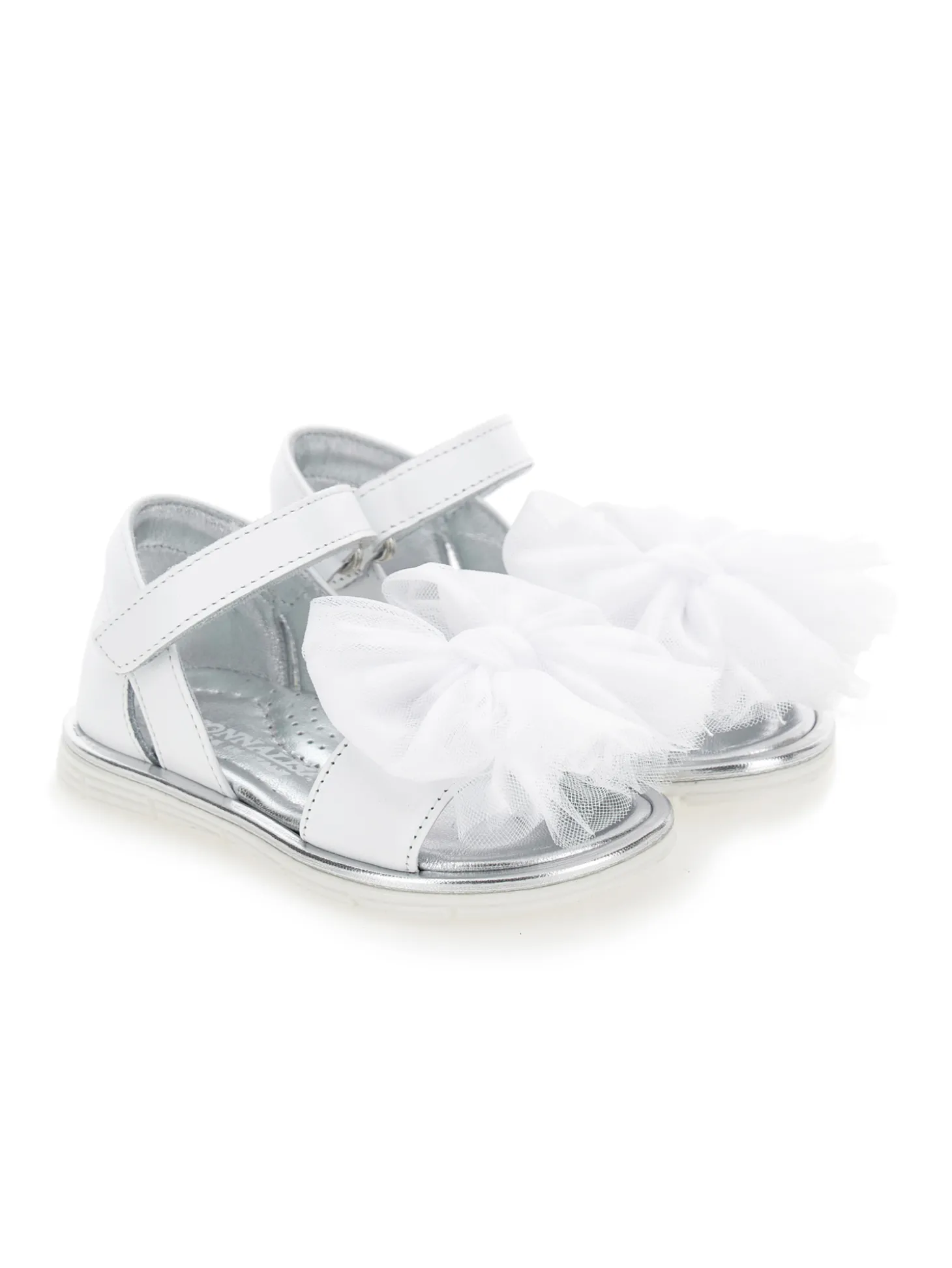 Sandali pelle con fiocchi tulle
