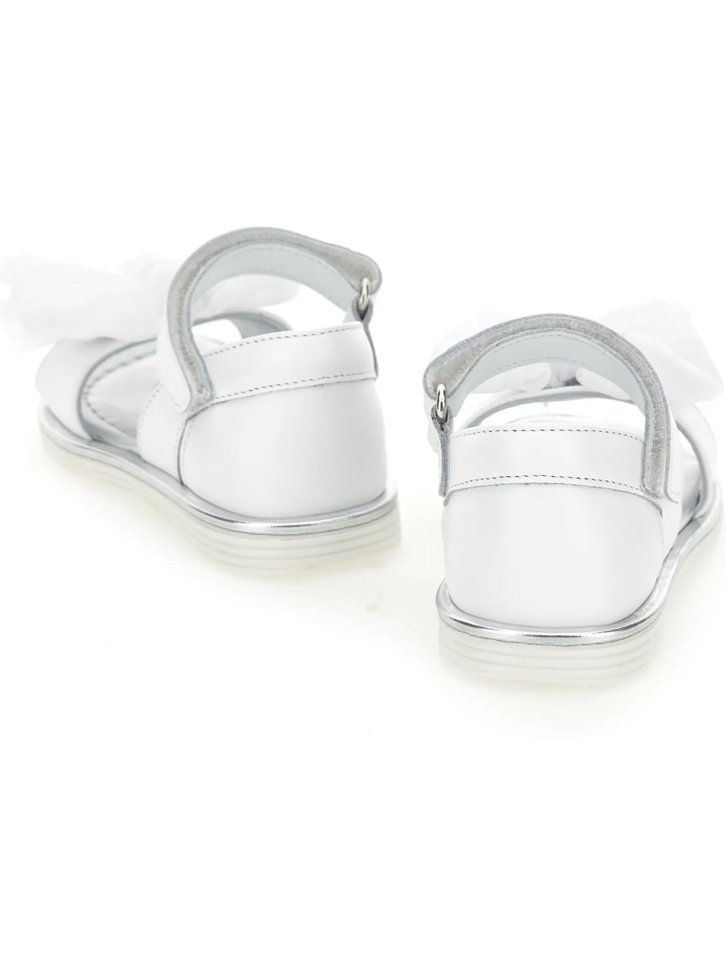 Sandali pelle con fiocchi tulle