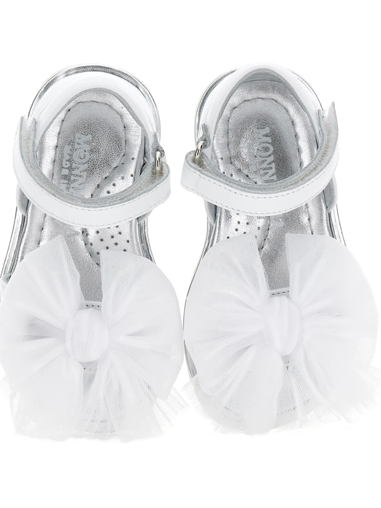 Sandali pelle con fiocchi tulle