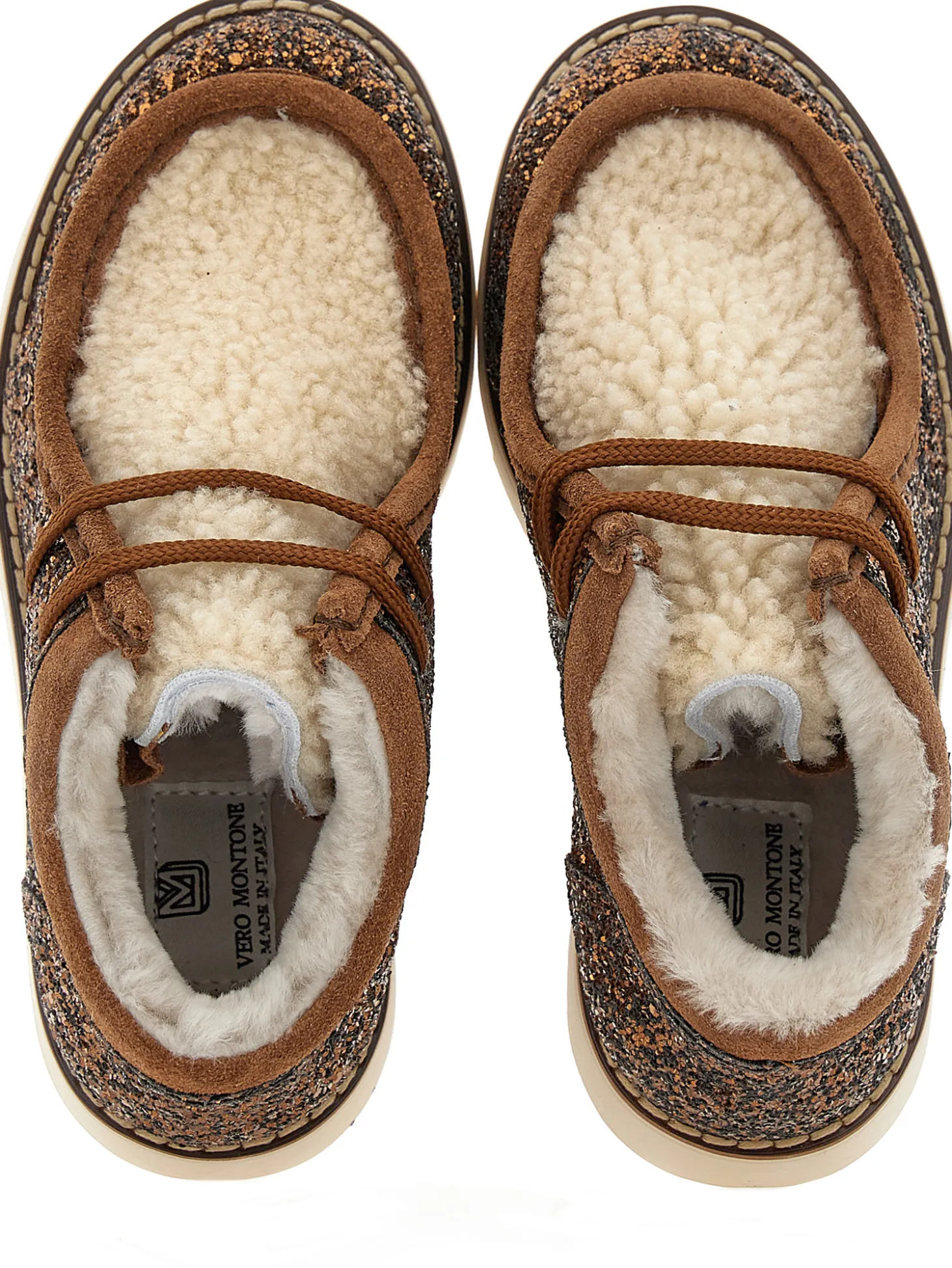 Scarpe allacciate strass montone
