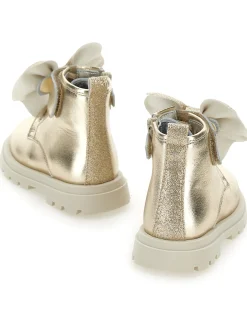 Scarponcini pelle con fiocco glitter