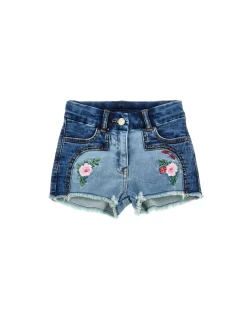 Shorts denim felpa ricamati
